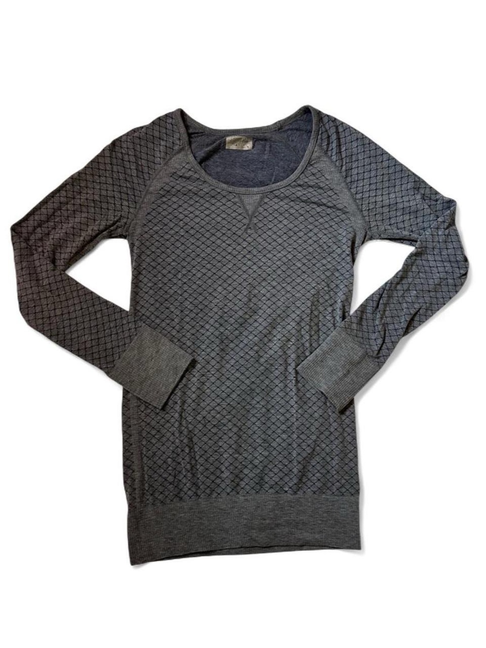 Athleta Quilted Scoop Neck Long Sleeve - Gray/Navy